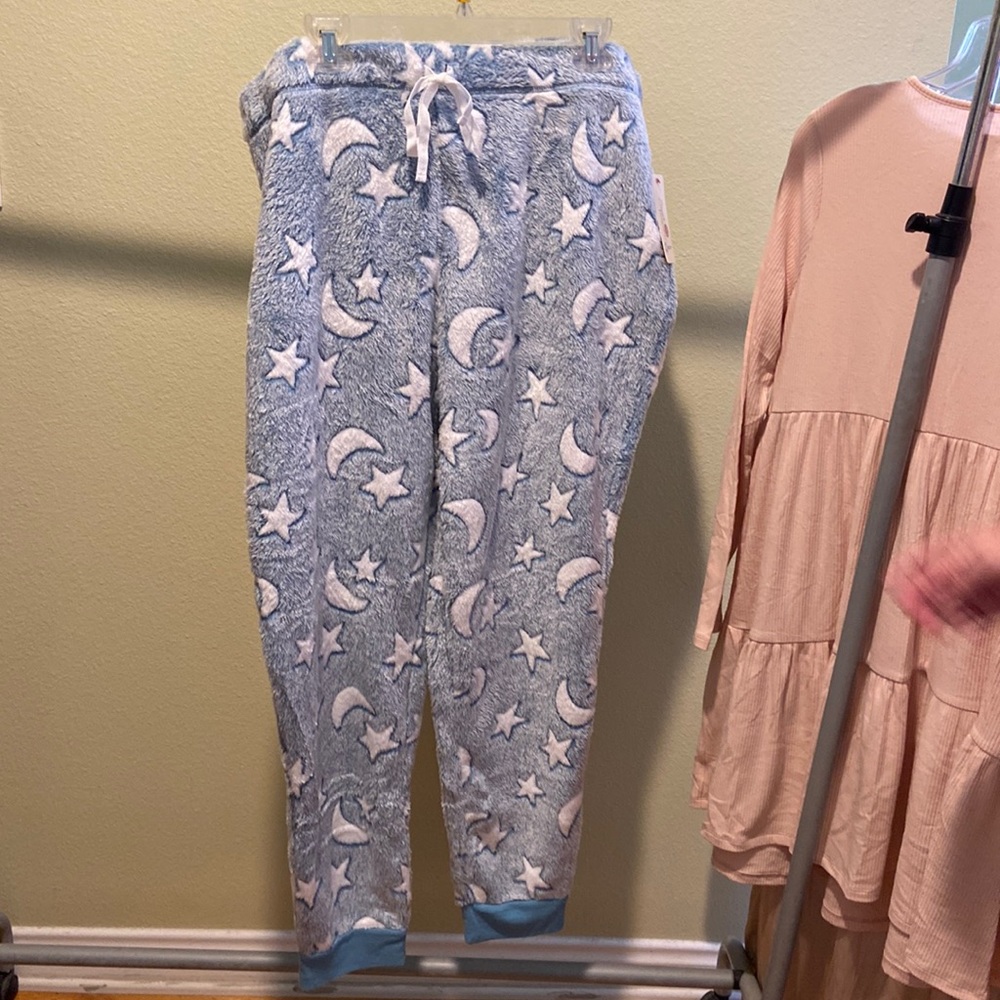 Plush drawstring pajama bottoms